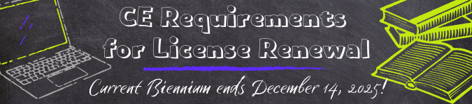 CE Requirements for License Renewal Chalkboard Image